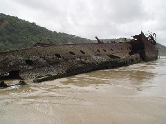 The wreck of the Maheno on Fraser Island - [Click for a Larger Image]