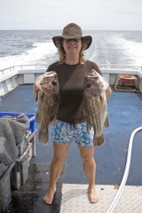 Two Dhufish caught by line off Trixie, Cliff Head, WA