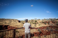 Flying the quadcopter from Oxer lookout in Karijini NP. - [Click for a Larger Image]